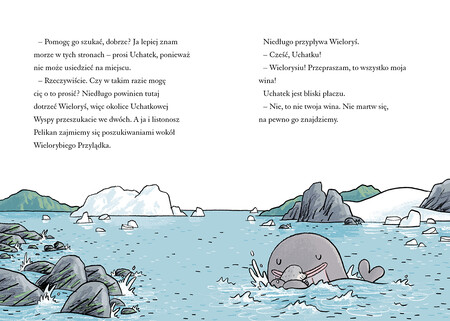 Strony książki Pozdrowienia z Uchatkowej Wyspy